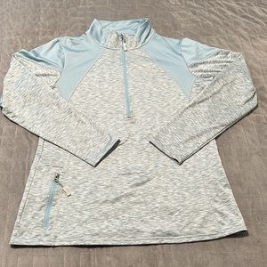 Eddie Bauer Long-Sleeve Top, Light Blue, Fleece, Mock Neck, Running, Size L